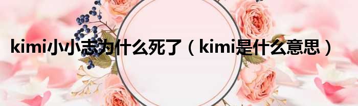 kimi小小志为什么死了（kimi是什么意思）