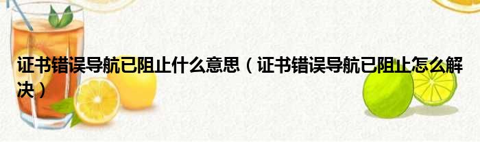 证书错误导航已阻止什么意思（证书错误导航已阻止怎么解决）