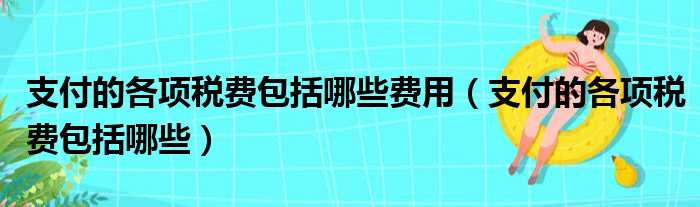 支付的各项税费包括哪些费用（支付的各项税费包括哪些）