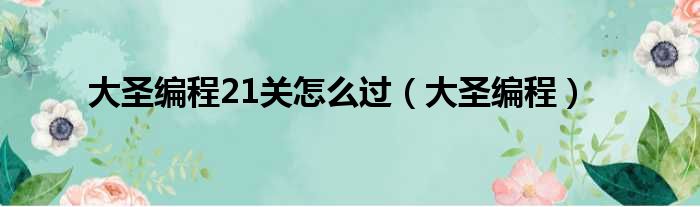 大圣编程21关怎么过（大圣编程）