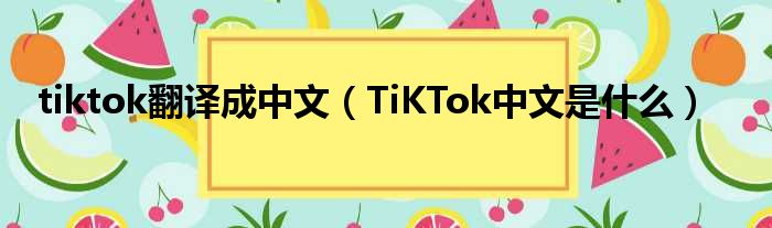 tiktok翻译成中文（TiKTok中文是什么）