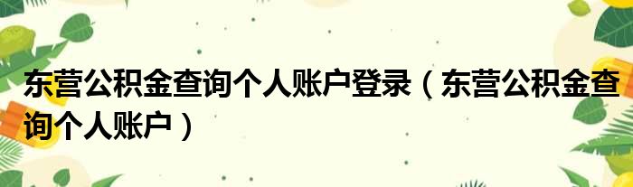 东营公积金查询个人账户登录（东营公积金查询个人账户）