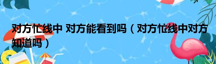 对方忙线中 对方能看到吗（对方忙线中对方知道吗）