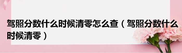 驾照分数什么时候清零怎么查（驾照分数什么时候清零）