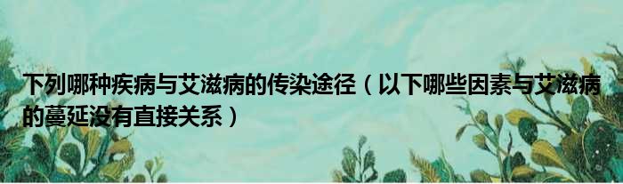 下列哪种疾病与艾滋病的传染途径（以下哪些因素与艾滋病的蔓延没有直接关系）