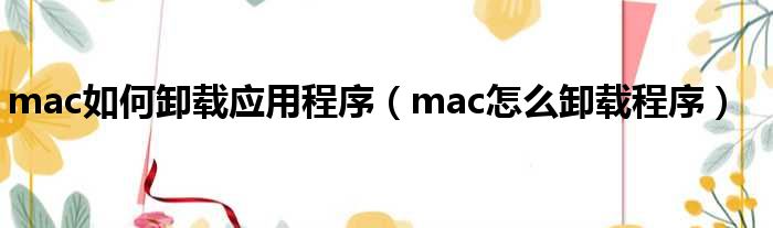 mac如何卸载应用程序（mac怎么卸载程序）