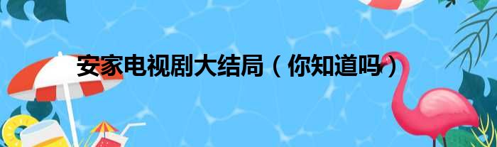 安家电视剧大结局（你知道吗）