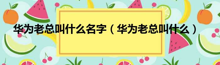 华为老总叫什么名字（华为老总叫什么）