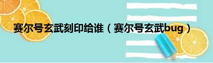 赛尔号玄武刻印给谁（赛尔号玄武bug）