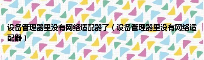 设备管理器里没有网络适配器了（设备管理器里没有网络适配器）