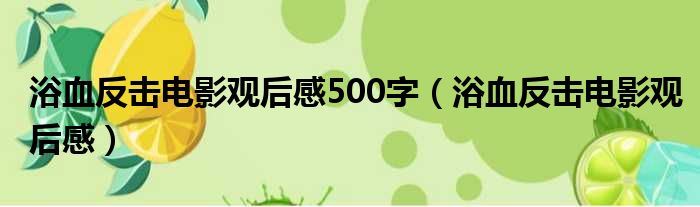 浴血反击电影观后感500字（浴血反击电影观后感）