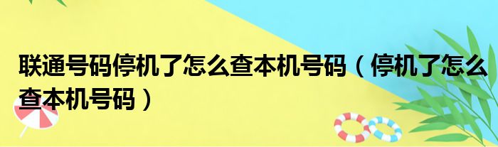 联通号码停机了怎么查本机号码（停机了怎么查本机号码）