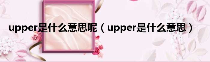 upper是什么意思呢（upper是什么意思）