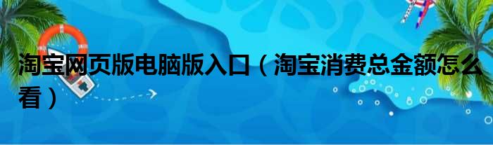 淘宝网页版电脑版入口（淘宝消费总金额怎么看）