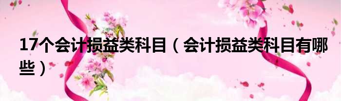 17个会计损益类科目（会计损益类科目有哪些）