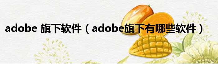 adobe 旗下软件（adobe旗下有哪些软件）