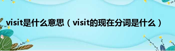 visit是什么意思（visit的现在分词是什么）