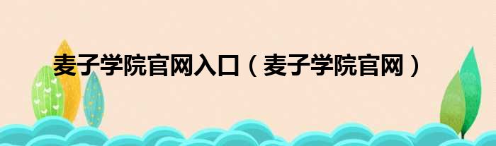 麦子学院官网入口（麦子学院官网）