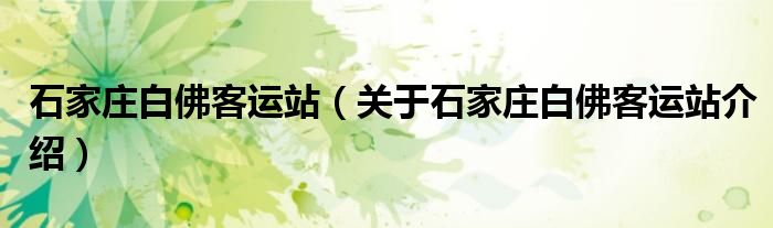  石家庄白佛客运站（关于石家庄白佛客运站介绍）