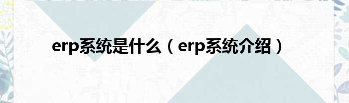 erp系统是什么（erp系统介绍）