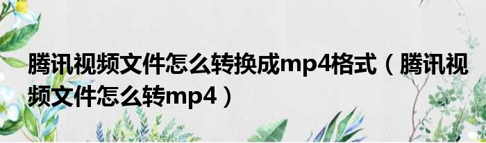 腾讯视频文件怎么转换成mp4格式（腾讯视频文件怎么转mp4）