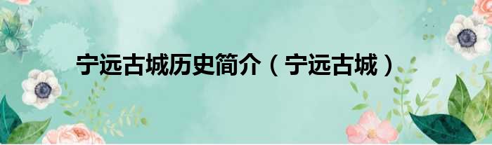 宁远古城历史简介（宁远古城）