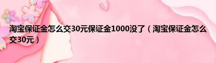 淘宝保证金怎么交30元保证金1000没了（淘宝保证金怎么交30元）