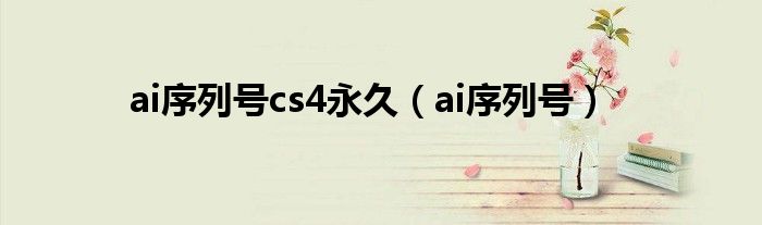 ai序列号cs4永久（ai序列号）