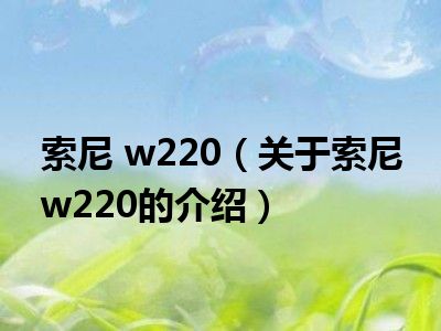 索尼 w220（关于索尼 w220的介绍）