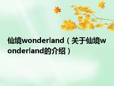 仙境wonderland（关于仙境wonderland的介绍）