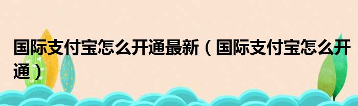 国际支付宝怎么开通最新（国际支付宝怎么开通）