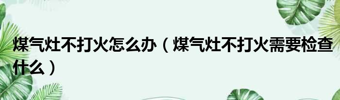 煤气灶不打火怎么办（煤气灶不打火需要检查什么）
