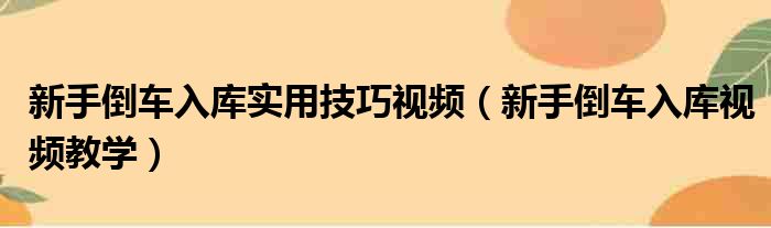 新手倒车入库实用技巧视频（新手倒车入库视频教学）