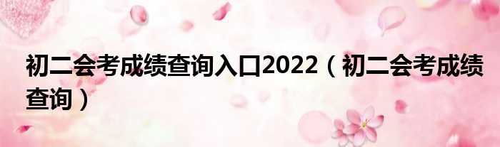 初二会考成绩查询入口2022（初二会考成绩查询）