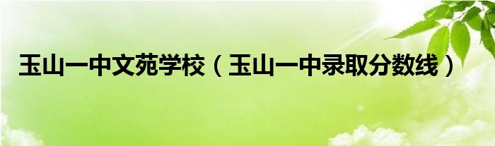 玉山一中文苑学校（玉山一中录取分数线）