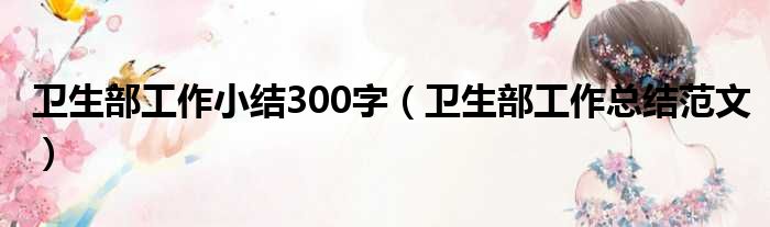 卫生部工作小结300字（卫生部工作总结范文）