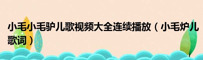 小毛小毛驴儿歌视频大全连续播放（小毛炉儿歌词）