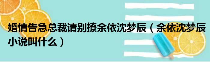 婚情告急总裁请别撩余依沈梦辰（余依沈梦辰小说叫什么）