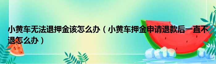 小黄车无法退押金该怎么办（小黄车押金申请退款后一直不退怎么办）