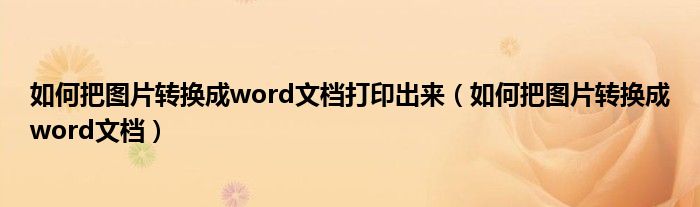 如何把图片转换成word文档打印出来（如何把图片转换成word文档）