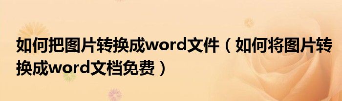 如何把图片转换成word文件（如何将图片转换成word文档免费）