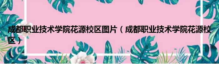 成都职业技术学院花源校区图片（成都职业技术学院花源校区）