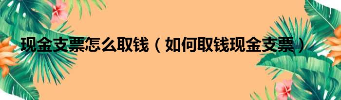 现金支票怎么取钱（如何取钱现金支票）