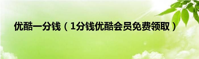 优酷一分钱（1分钱优酷会员免费领取）