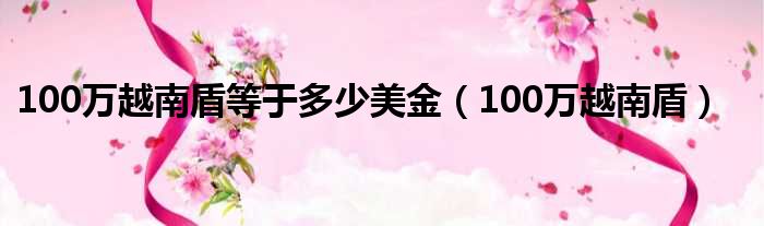 100万越南盾等于多少美金（100万越南盾）