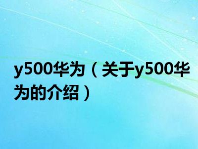 y500华为（关于y500华为的介绍）