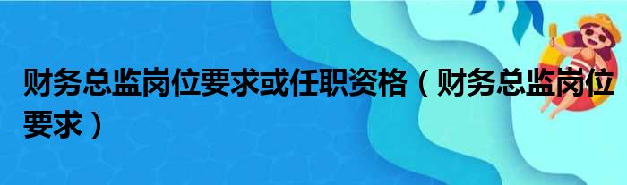 财务总监岗位要求或任职资格（财务总监岗位要求）