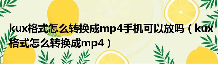 kux格式怎么转换成mp4手机可以放吗（kux格式怎么转换成mp4）