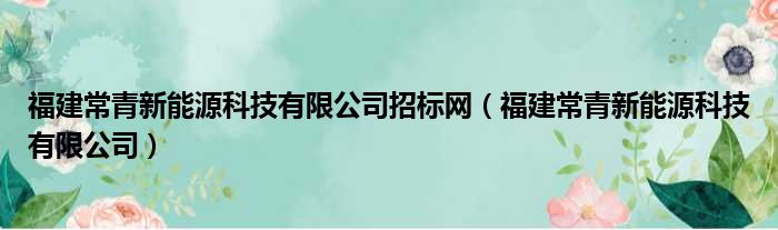 福建常青新能源科技有限公司招标网（福建常青新能源科技有限公司）