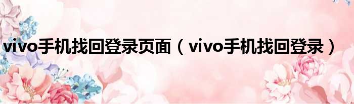 vivo手机找回登录页面（vivo手机找回登录）